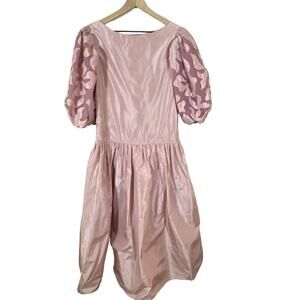 Tat Saunders the Ritz Carlton Boston Vintage Light Pink Puff Sleeve Dress Sz 12